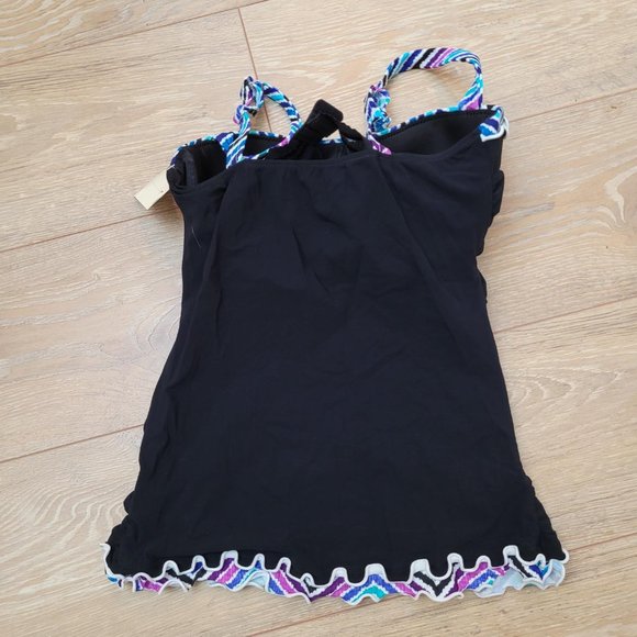 108. Profile by Gottex Ocean Blues D Cup Shirred Underwire Tankini Top. Size 32D - Picture 2 of 3